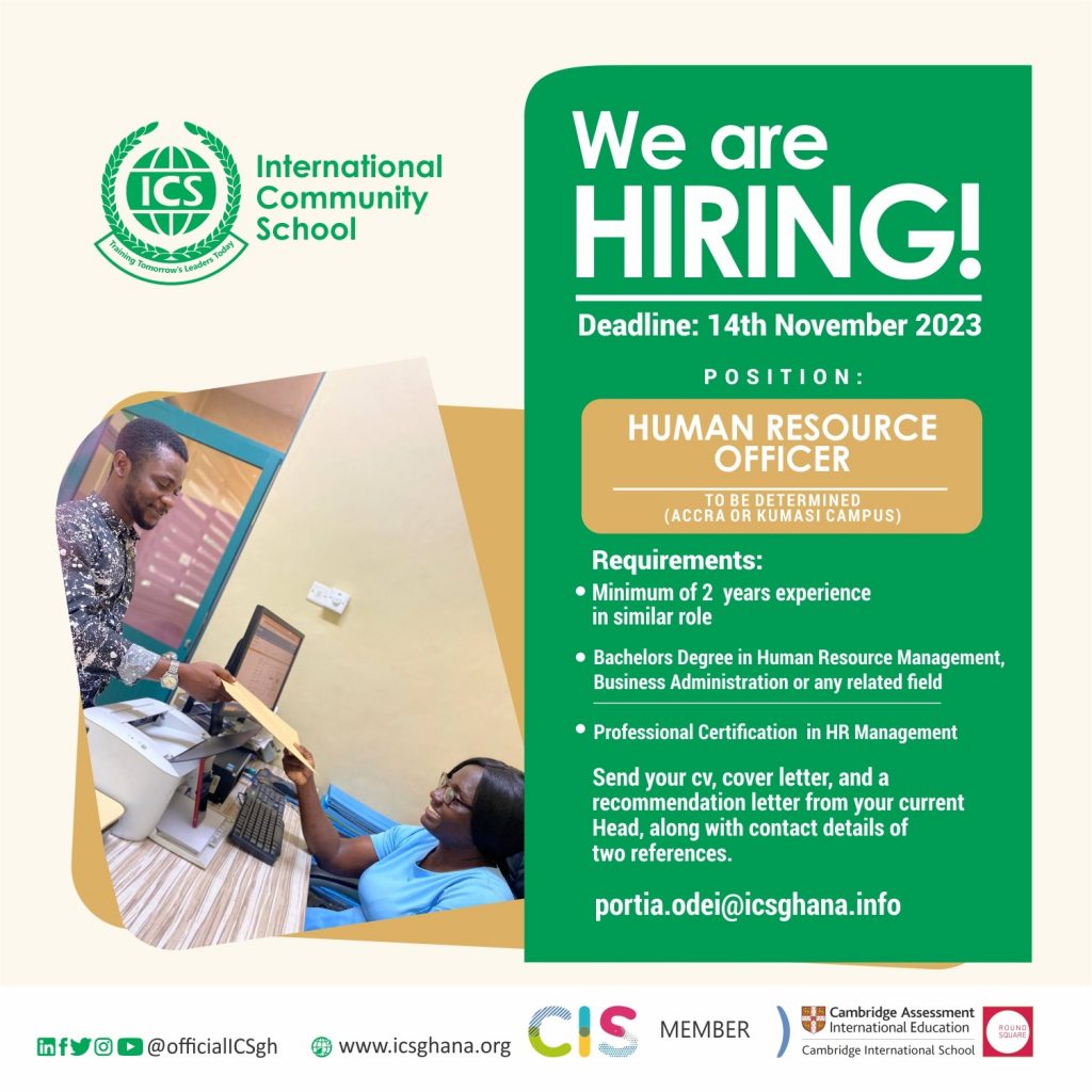 HUMAN RESOURCE OFFICER International Community School HUMAN RESOURCE OFFICER International Community School